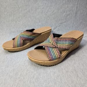 Skechers Cali Wedge Sandals Women's 8 Colourful Crossband Luxe Foam